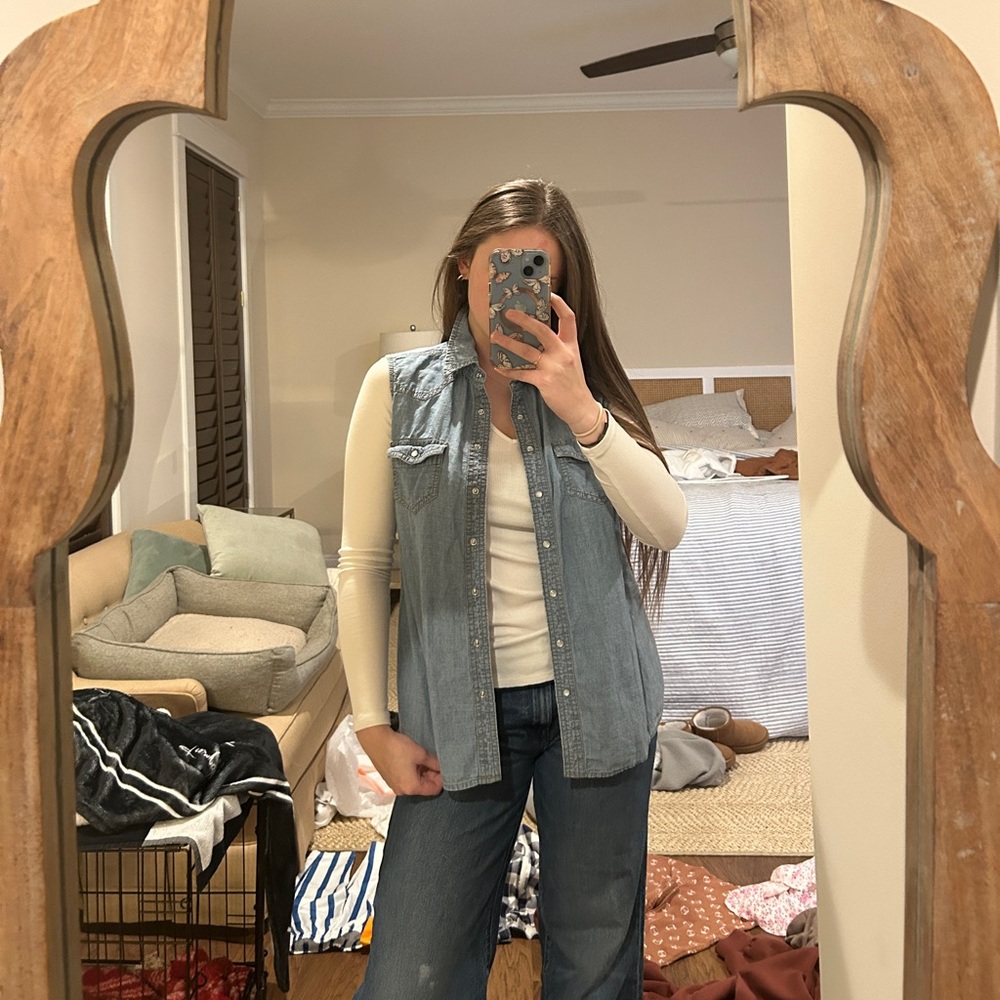 Faded Glory Light Blue Denim Top